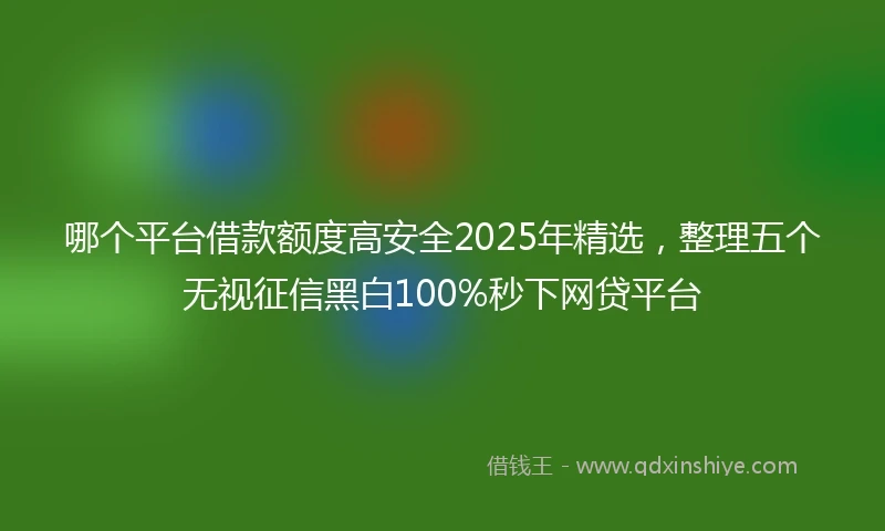 哪个平台借款额度高安全2025年精选，整理五个无视征信黑白100%秒下网贷平台