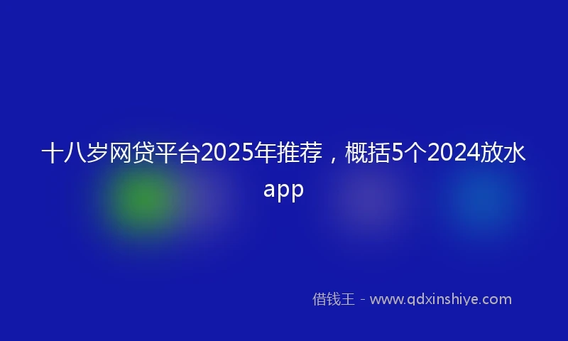 十八岁网贷平台2025年推荐，概括5个2024放水app