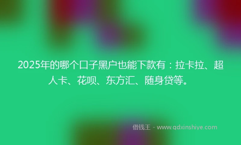 2025年的哪个口子黑户也能下款有：拉卡拉、超人卡、花呗、东方汇、随身贷等。