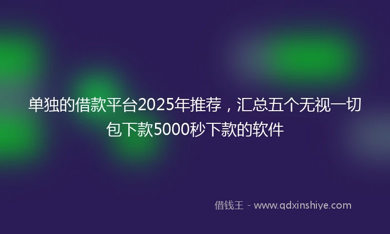 单独的借款平台2025年推荐，汇总五个无视一切包下款5000秒下款的软件