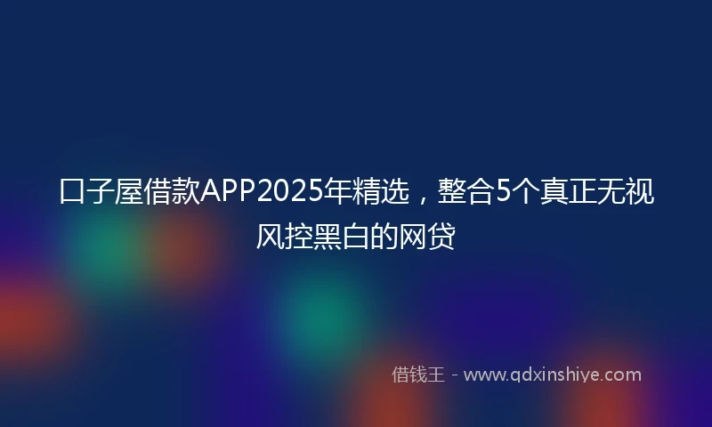口子屋借款APP2025年精选，整合5个真正无视风控黑白的网贷