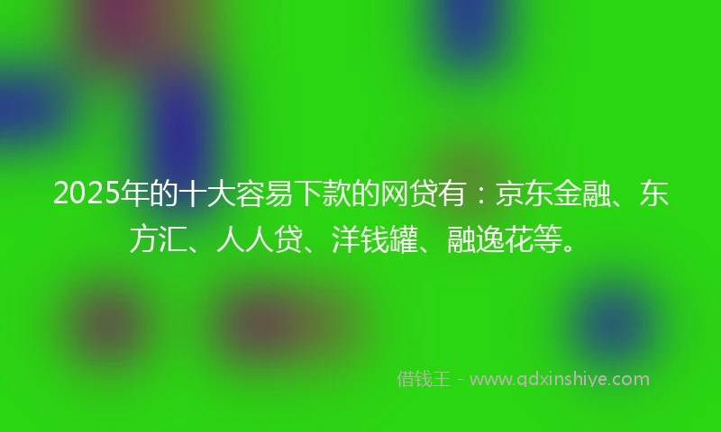 2025年的十大容易下款的网贷有：京东金融、东方汇、人人贷、洋钱罐、融逸花等。