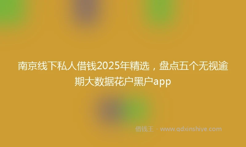 南京线下私人借钱2025年精选，盘点五个无视逾期大数据花户黑户app