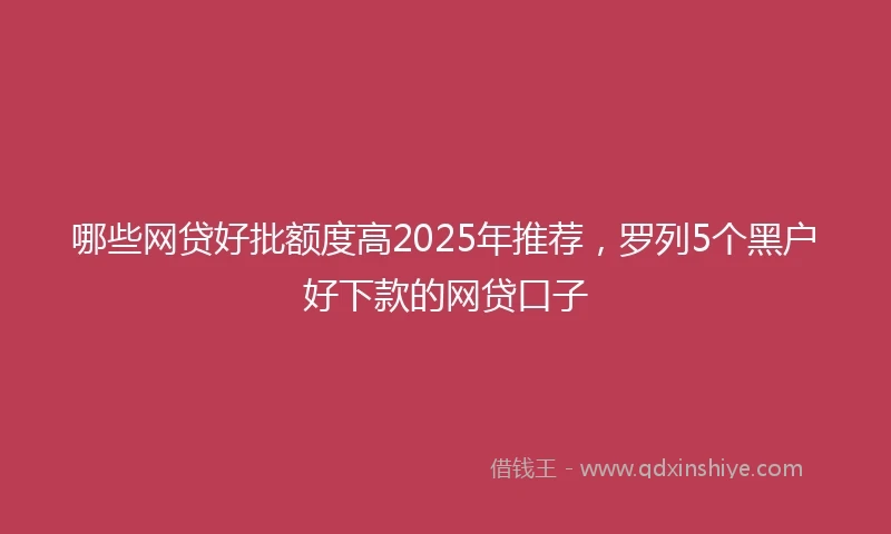 哪些网贷好批额度高2025年推荐，罗列5个黑户好下款的网贷口子