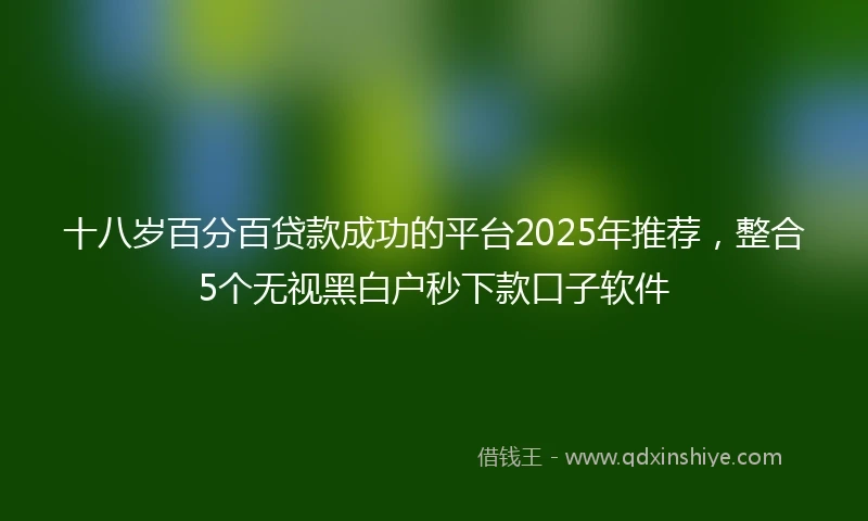 十八岁百分百贷款成功的平台2025年推荐，整合5个无视黑白户秒下款口子软件