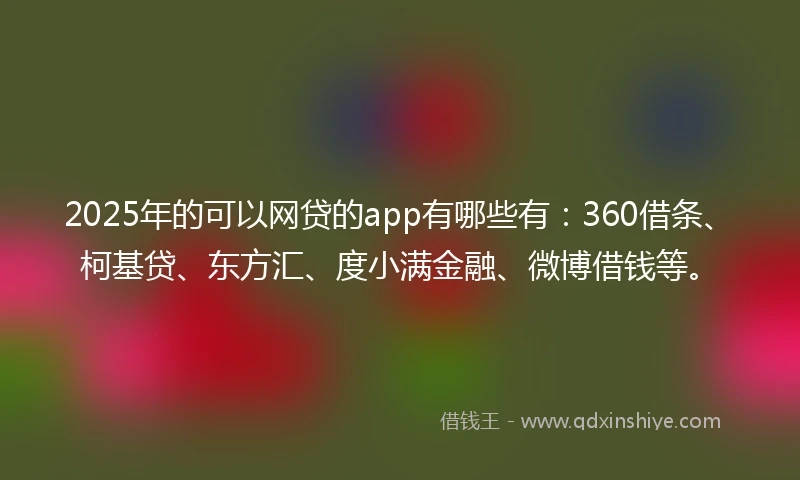 2025年的可以网贷的app有哪些有：360借条、柯基贷、东方汇、度小满金融、微博借钱等。