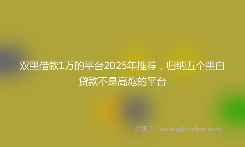 双黑借款1万的平台2025年推荐，归纳五个黑白贷款不是高炮的平台