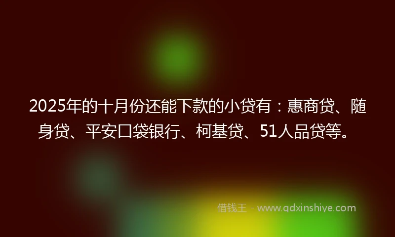 2025年的十月份还能下款的小贷有：惠商贷、随身贷、平安口袋银行、柯基贷、51人品贷等。