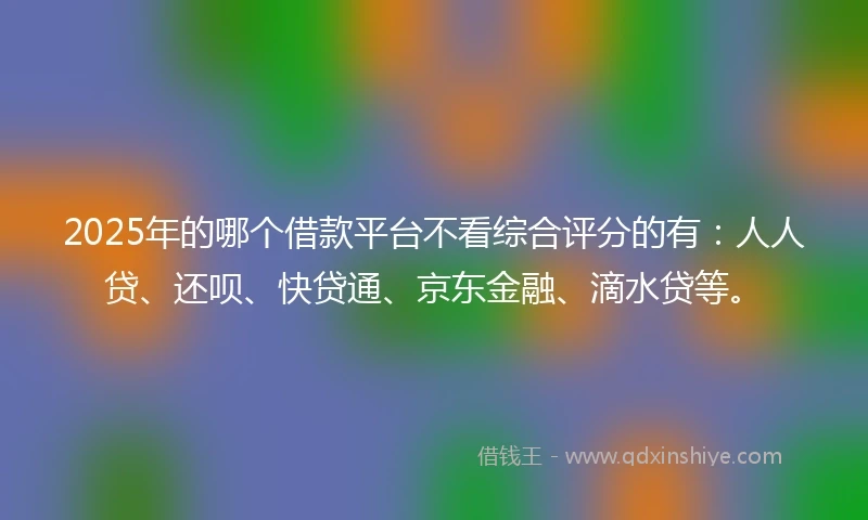 2025年的哪个借款平台不看综合评分的有：人人贷、还呗、快贷通、京东金融、滴水贷等。