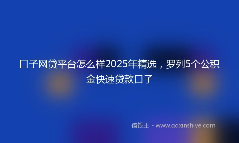 口子网贷平台怎么样2025年精选，罗列5个公积金快速贷款口子