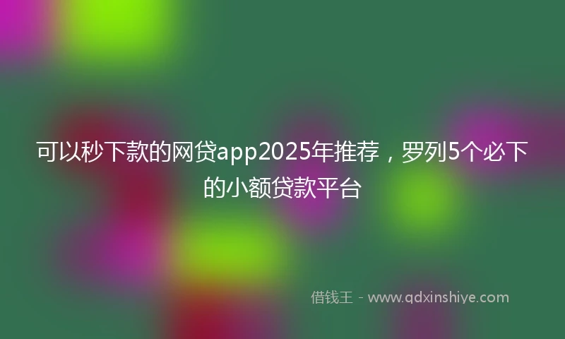 可以秒下款的网贷app2025年推荐，罗列5个必下的小额贷款平台