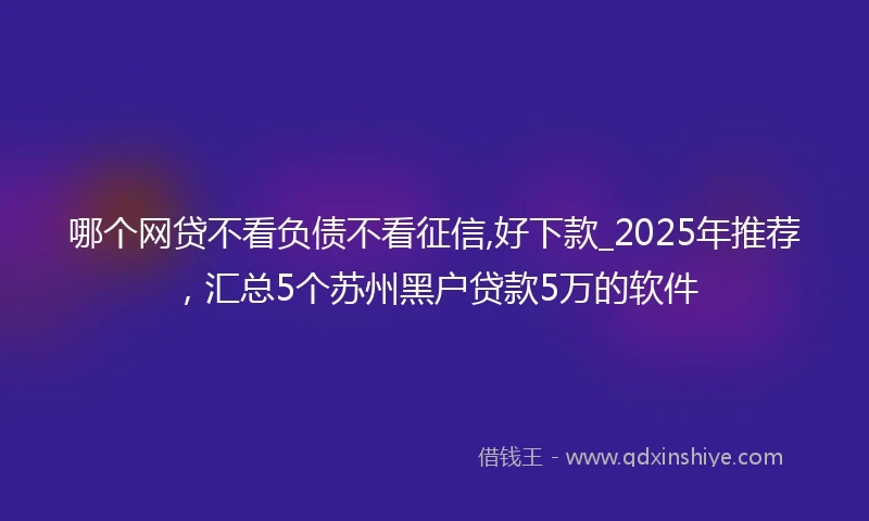 哪个网贷不看负债不看征信,好下款_2025年推荐，汇总5个苏州黑户贷款5万的软件