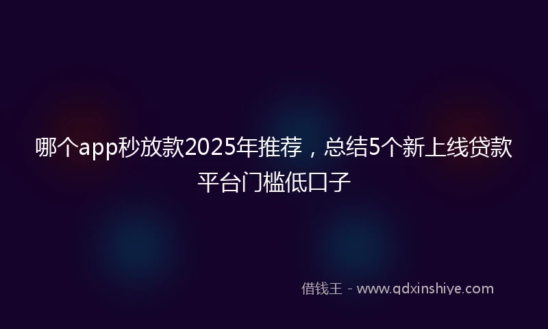 哪个app秒放款2025年推荐，总结5个新上线贷款平台门槛低口子