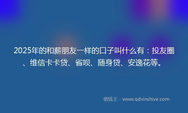 2025年的和薪朋友一样的口子叫什么有：投友圈、维信卡卡贷、省呗、随身贷、安逸花等。
