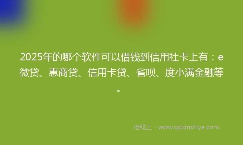 2025年的哪个软件可以借钱到信用社卡上有：e微贷、惠商贷、信用卡贷、省呗、度小满金融等。