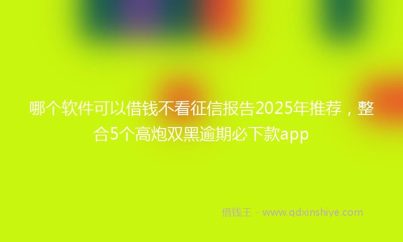 哪个软件可以借钱不看征信报告2025年推荐，整合5个高炮双黑逾期必下款app