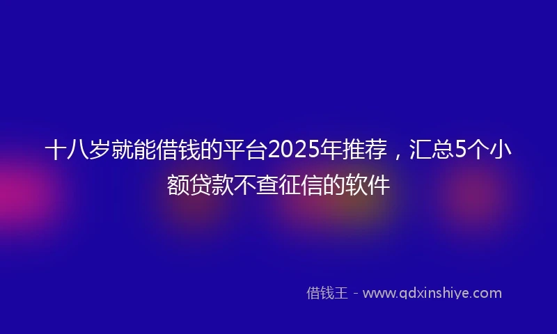 十八岁就能借钱的平台2025年推荐，汇总5个小额贷款不查征信的软件
