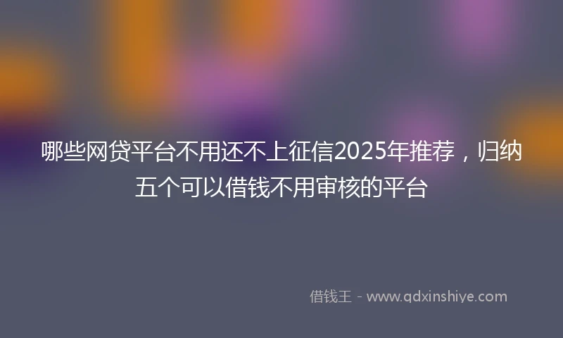 哪些网贷平台不用还不上征信2025年推荐,归纳五个可以借钱不用审核的平台