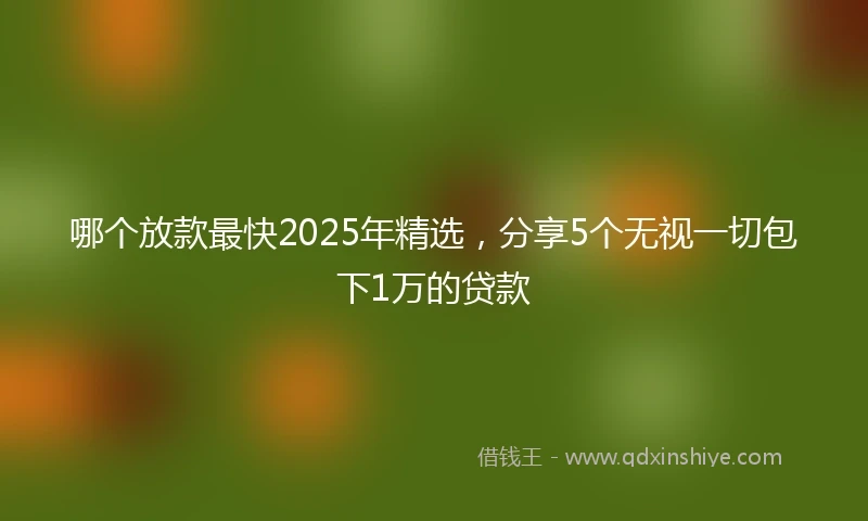 哪个放款最快2025年精选，分享5个无视一切包下1万的贷款