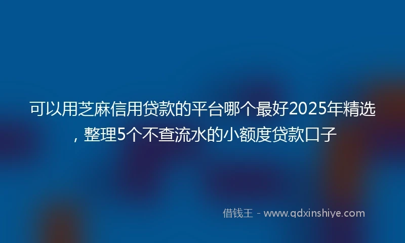 可以用芝麻信用贷款的平台哪个最好2025年精选，整理5个不查流水的小额度贷款口子