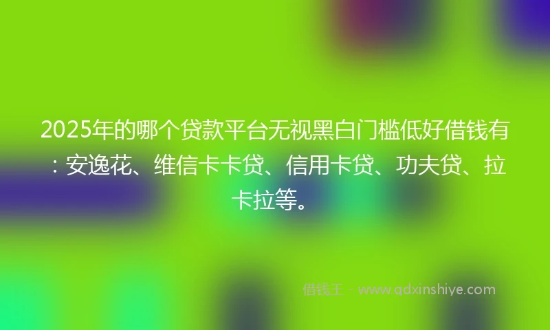 2025年的哪个贷款平台无视黑白门槛低好借钱有：安逸花、维信卡卡贷、信用卡贷、功夫贷、拉卡拉等。