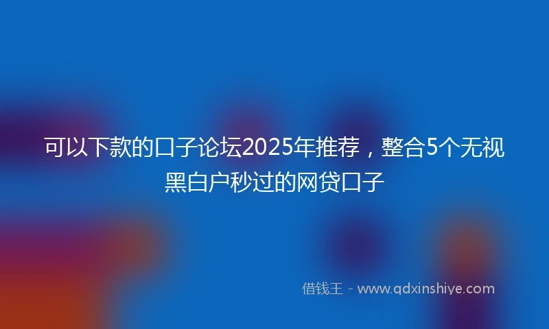 可以下款的口子论坛2025年推荐，整合5个无视黑白户秒过的网贷口子