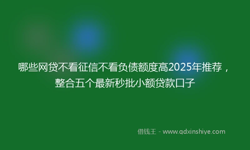 哪些网贷不看征信不看负债额度高2025年推荐，整合五个最新秒批小额贷款口子