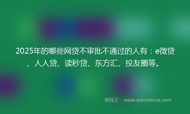 2025年的哪些网贷不审批不通过的人有：e微贷、人人贷、读秒贷、东方汇、投友圈等。