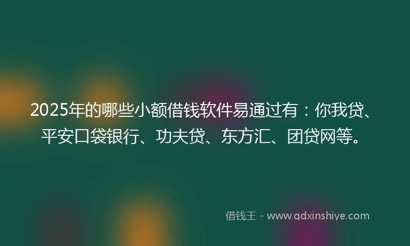 2025年的哪些小额借钱软件易通过有：你我贷、平安口袋银行、功夫贷、东方汇、团贷网等。