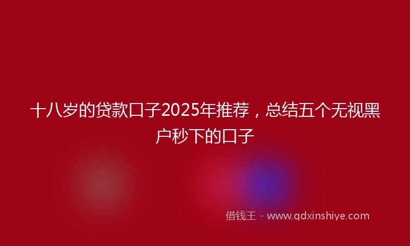 十八岁的贷款口子2025年推荐，总结五个无视黑户秒下的口子