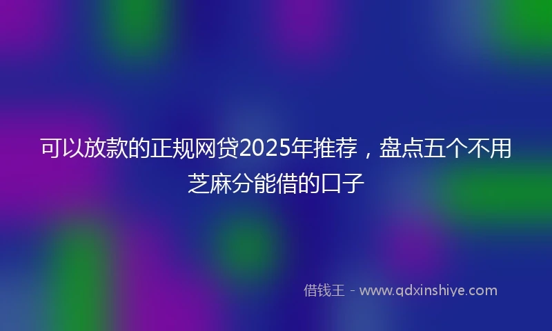 可以放款的正规网贷2025年推荐，盘点五个不用芝麻分能借的口子