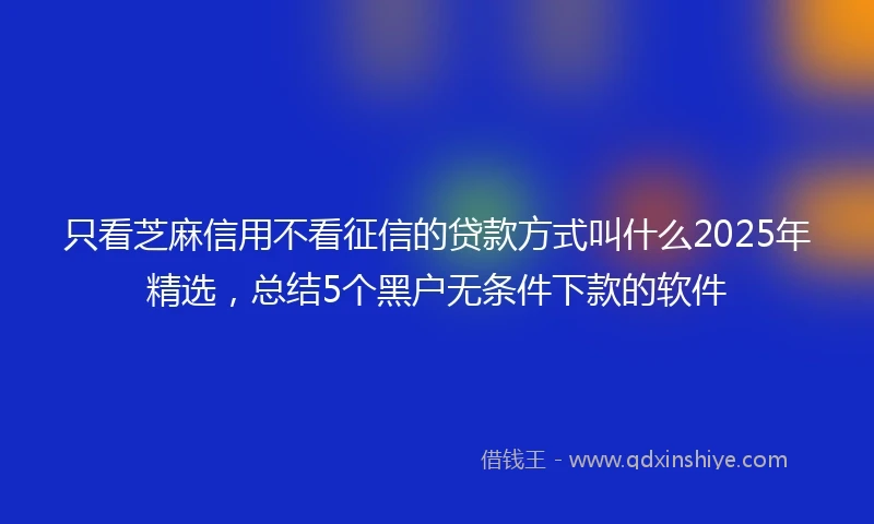 只看芝麻信用不看征信的贷款方式叫什么2025年精选，总结5个黑户无条件下款的软件