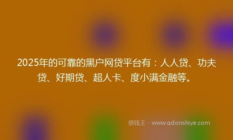 2025年的可靠的黑户网贷平台有：人人贷、功夫贷、好期贷、超人卡、度小满金融等。