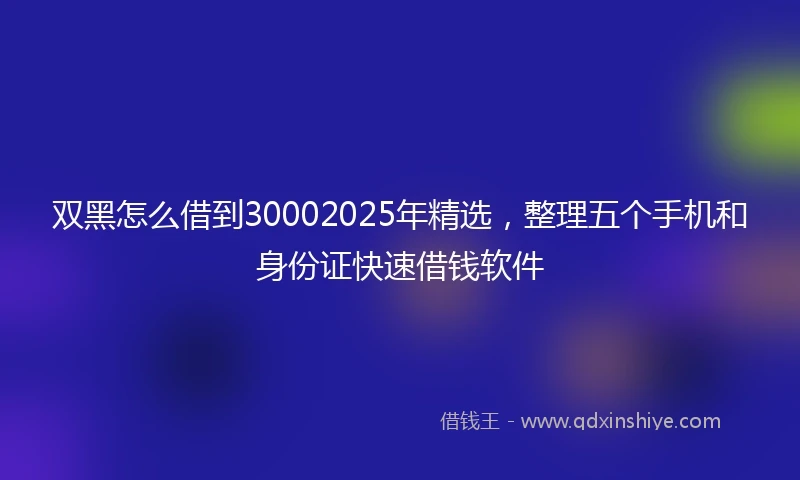 双黑怎么借到30002025年精选，整理五个手机和身份证快速借钱软件