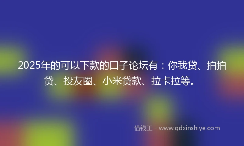 2025年的可以下款的口子论坛有：你我贷、拍拍贷、投友圈、小米贷款、拉卡拉等。