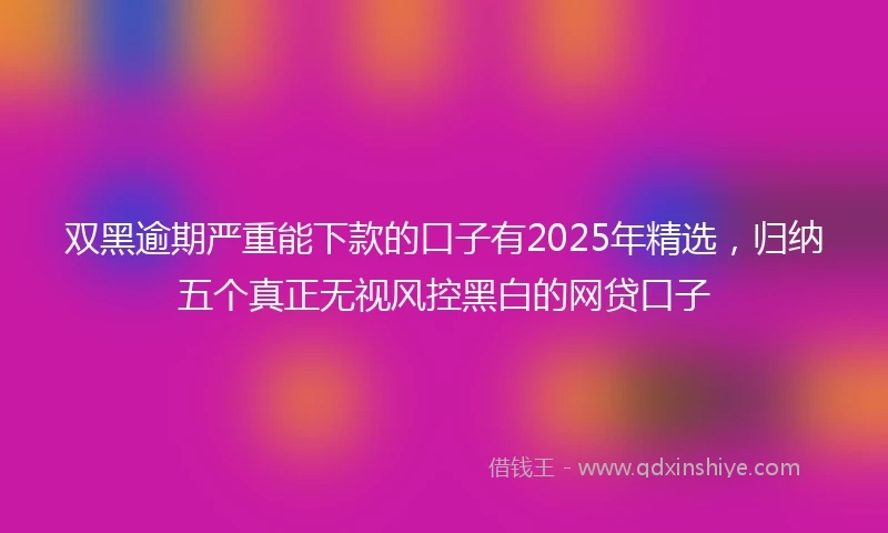 双黑逾期严重能下款的口子有2025年精选，归纳五个真正无视风控黑白的网贷口子