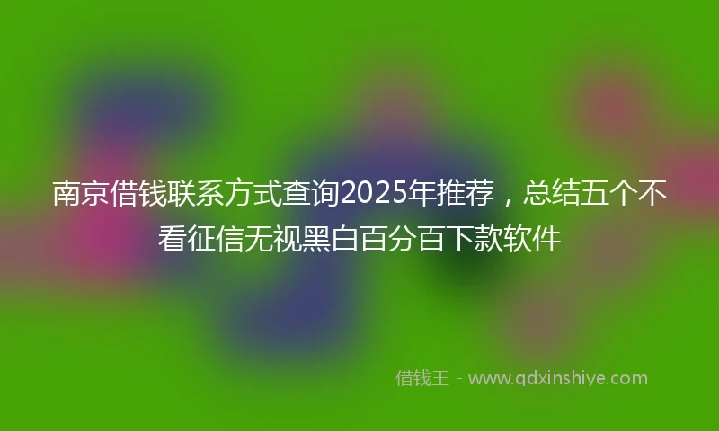 南京借钱联系方式查询2025年推荐，总结五个不看征信无视黑白百分百下款软件