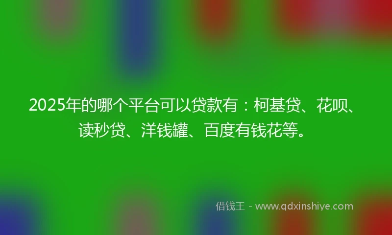 2025年的哪个平台可以贷款有：柯基贷、花呗、读秒贷、洋钱罐、百度有钱花等。