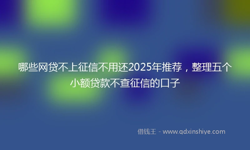 哪些网贷不上征信不用还2025年推荐，整理五个小额贷款不查征信的口子