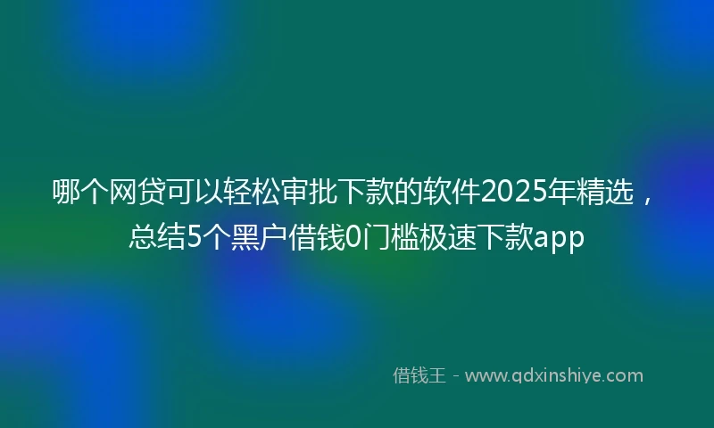 哪个网贷可以轻松审批下款的软件2025年精选，总结5个黑户借钱0门槛极速下款app