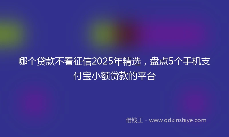 哪个贷款不看征信2025年精选，盘点5个手机支付宝小额贷款的平台