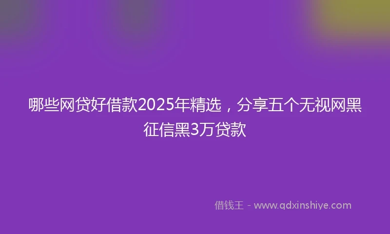 哪些网贷好借款2025年精选，分享五个无视网黑征信黑3万贷款