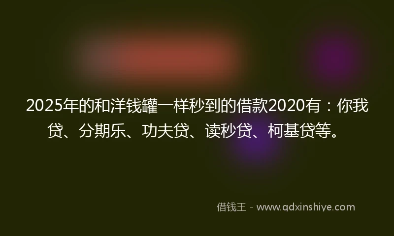 2025年的和洋钱罐一样秒到的借款2020有：你我贷、分期乐、功夫贷、读秒贷、柯基贷等。