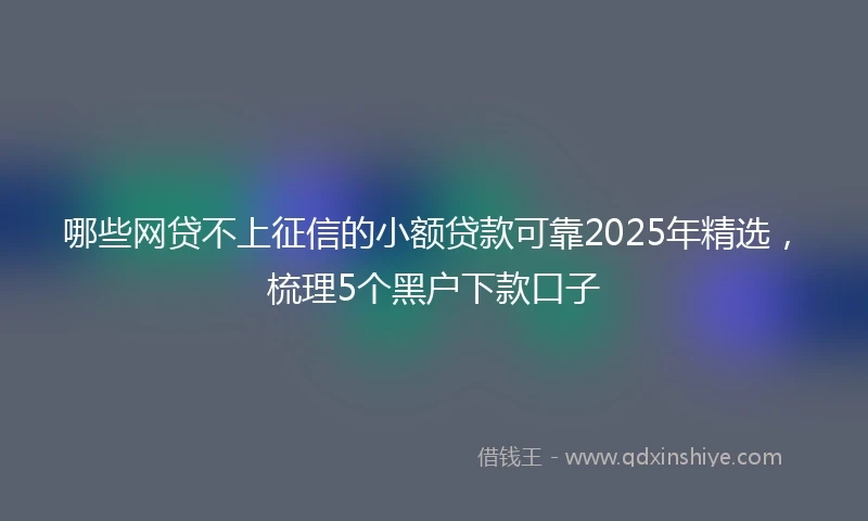 哪些网贷不上征信的小额贷款可靠2025年精选，梳理5个黑户下款口子