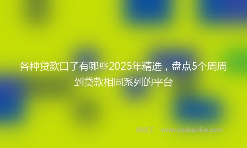 各种贷款口子有哪些2025年精选，盘点5个周周到贷款相同系列的平台