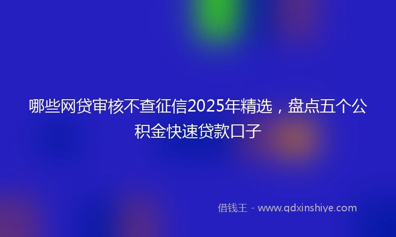 哪些网贷审核不查征信2025年精选，盘点五个公积金快速贷款口子