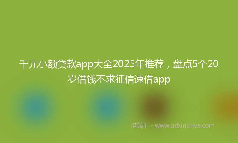 千元小额贷款app大全2025年推荐，盘点5个20岁借钱不求征信速借app
