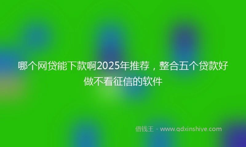 哪个网贷能下款啊2025年推荐，整合五个贷款好做不看征信的软件