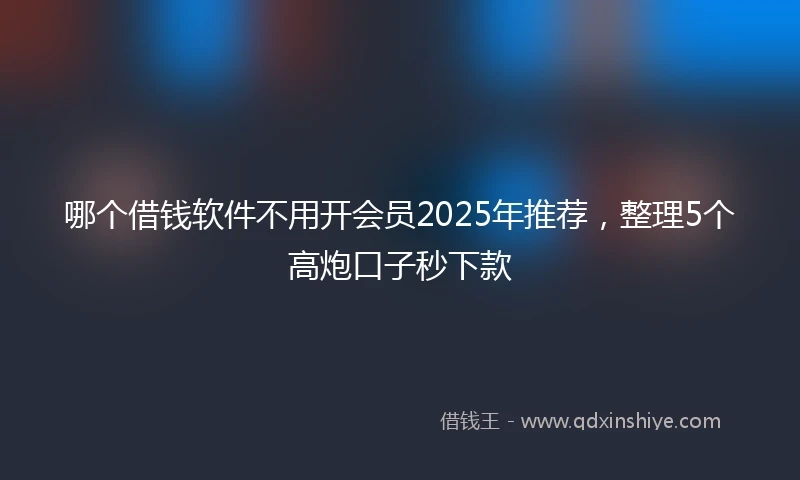 哪个借钱软件不用开会员2025年推荐，整理5个高炮口子秒下款