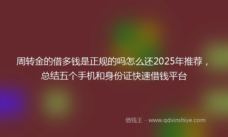 周转金的借多钱是正规的吗怎么还2025年推荐，总结五个手机和身份证快速借钱平台